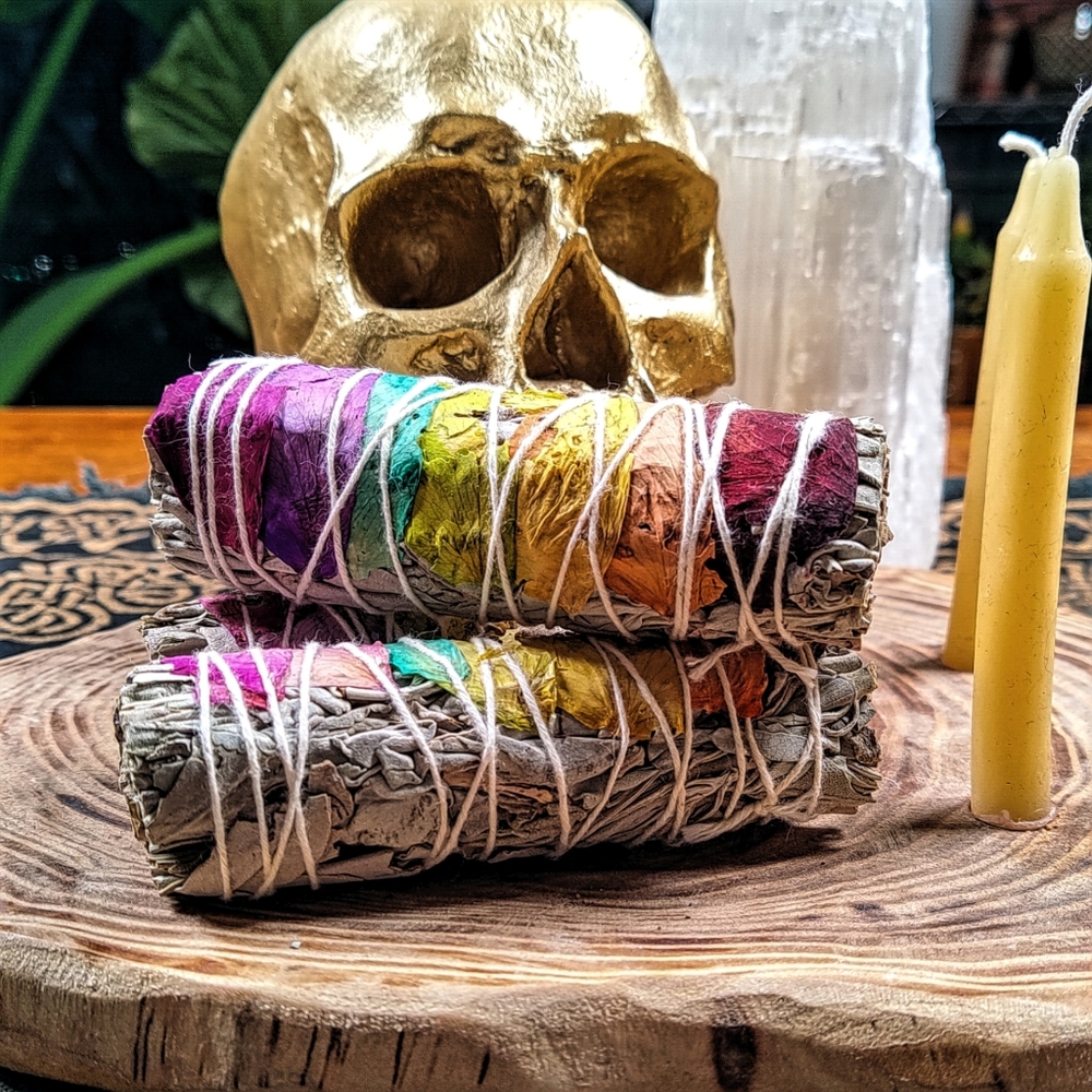 White Sage with Coloured Rose Petals Smudge